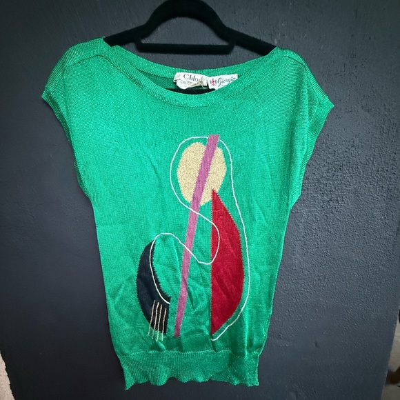 Vintage 70’s CHLOE emerald knit top😍😍 - Picture 3 of 12